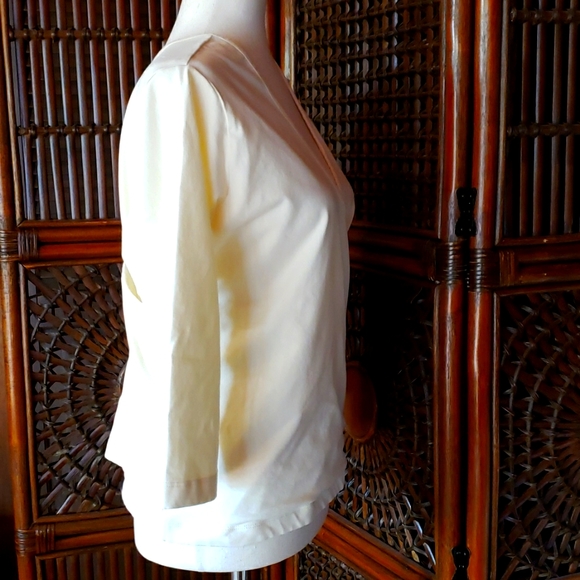 SOFT SURROUNDINGS Double Crossover Cotton Blend 3/4 Sleeve Knit Top - 1X EUC - Picture 5 of 11